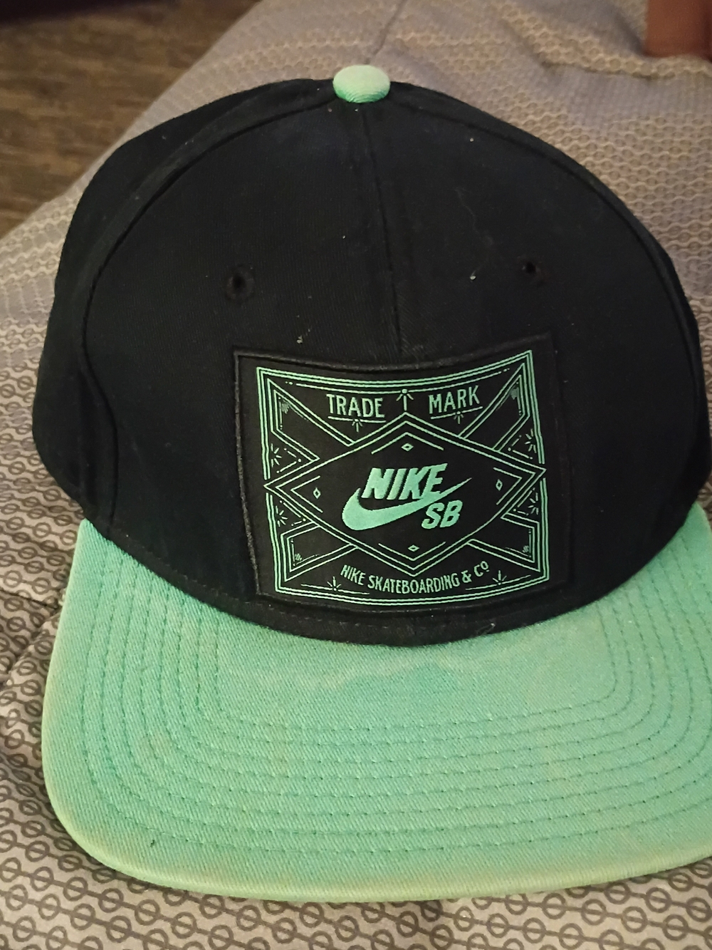 Nike Black and Mint Green SB Skate Snapback Hat